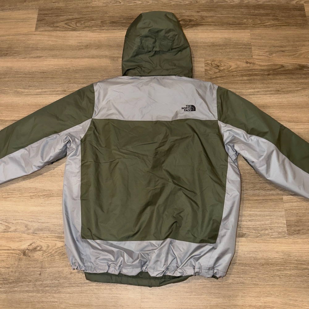 The North Face Mens NF0A3RSX Hooded Windbreaker Jacket Olive Green Grey XL - Picture 7 of 9